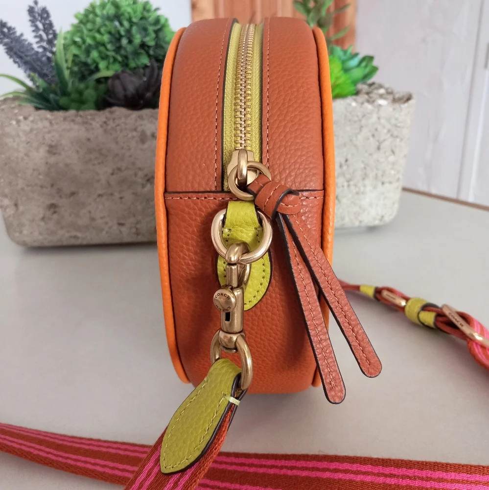 COACH Color-Block Leather Kia Circle Bag, Chalk/Multi